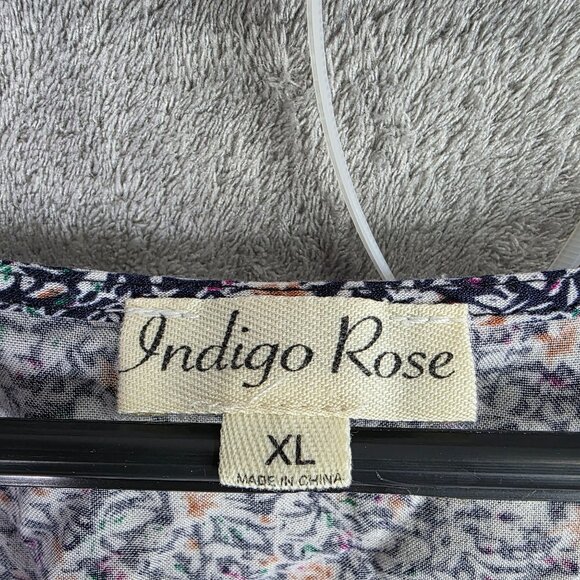 Womens Indigo Rose Multicolor Floral Dress V Neck Long Sleeve 100% Rayon Size XL - Picture 5 of 10